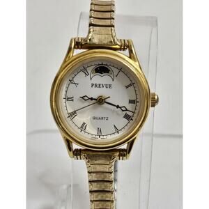 Rare Ladies Prevue Time Wear Moon Phase Quartz Watch New Battery Runs Well
